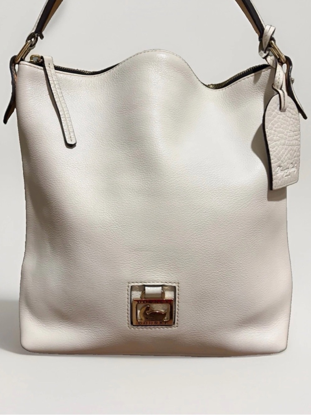 Dooney & Bourke Y2K White Pebbled Leather Hobo Shoulder Bag Pink Lining
